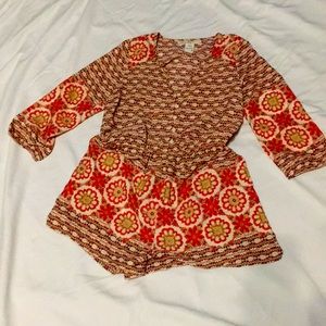 Print romper with pockets